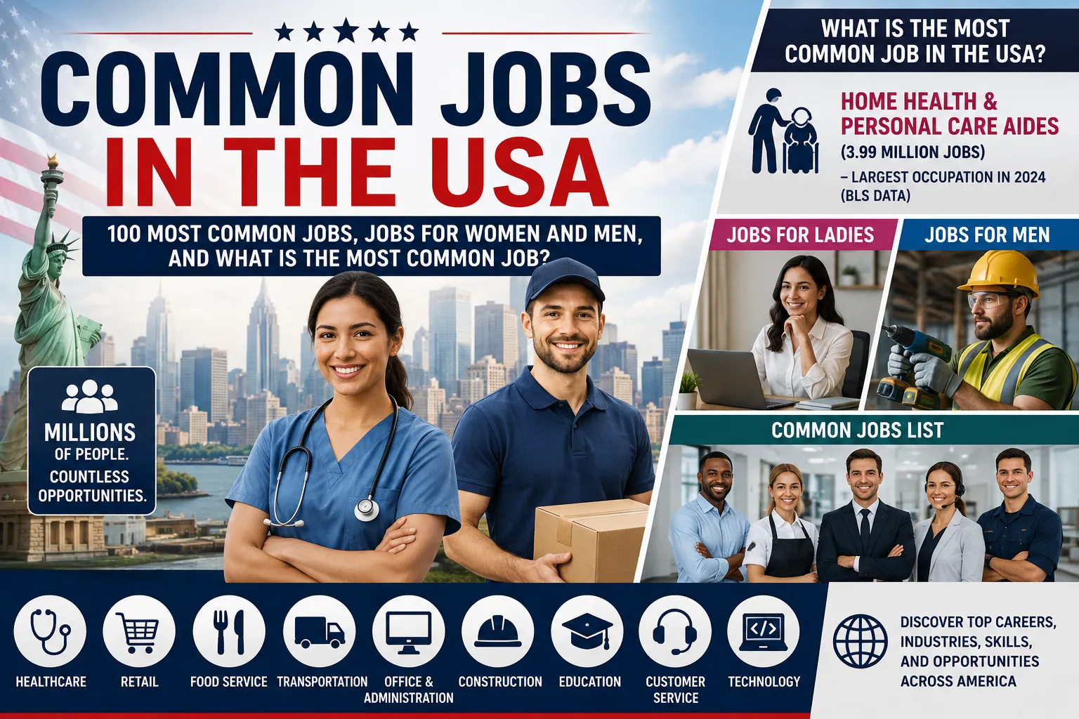 Common Jobs in the USA: 100 Most Common Jobs, Jobs for Women and Men