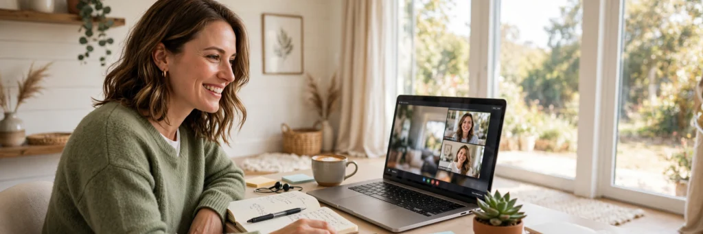 Person working remotely from a home office